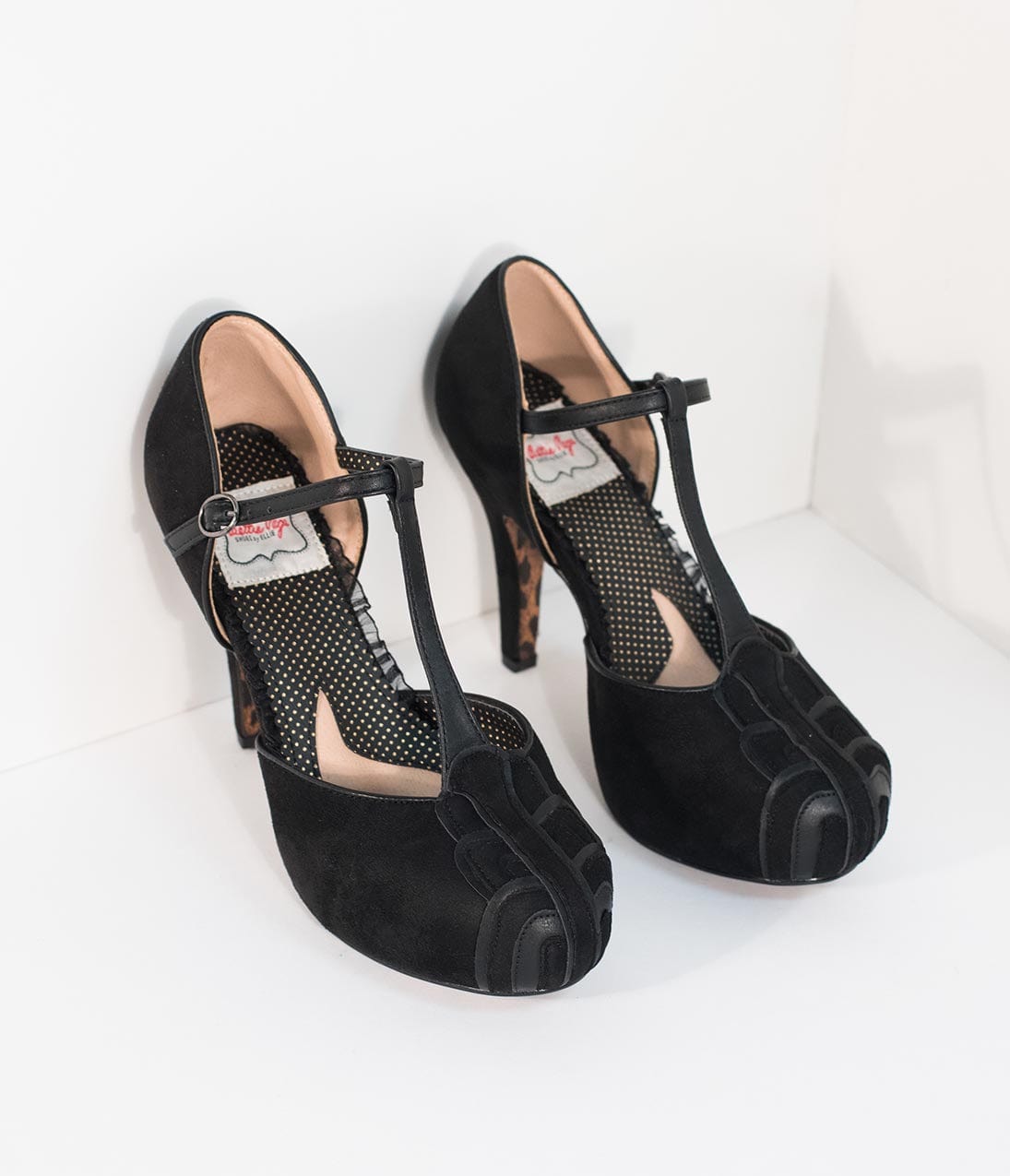 Bettie Page Black Suede T-Strap d‚àö√â¬¨¬¢‚àö¬¢‚Äö√Ñ√∂¬¨¬®‚àö¬¢‚Äö√Ñ√ª¬¨¬¢Orsay Emile Heels
