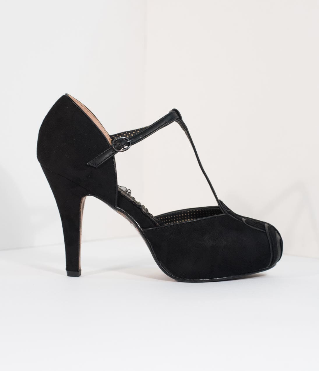 Bettie Page Black Suede T-Strap d‚àö√â¬¨¬¢‚àö¬¢‚Äö√Ñ√∂¬¨¬®‚àö¬¢‚Äö√Ñ√ª¬¨¬¢Orsay Emile Heels