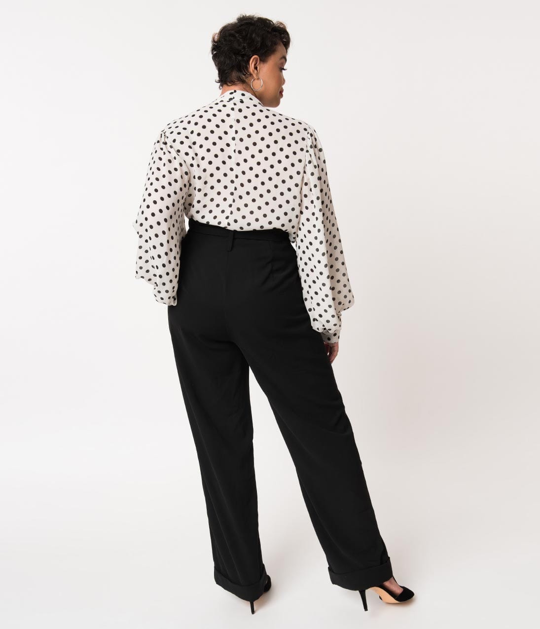Unique Vintage Plus Size 1940s Style Black Paper Bag High Waisted Myrna Pants