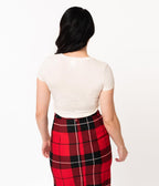 Exclusive Heather Beige Miss Candy Cane Cotton Women's Tee