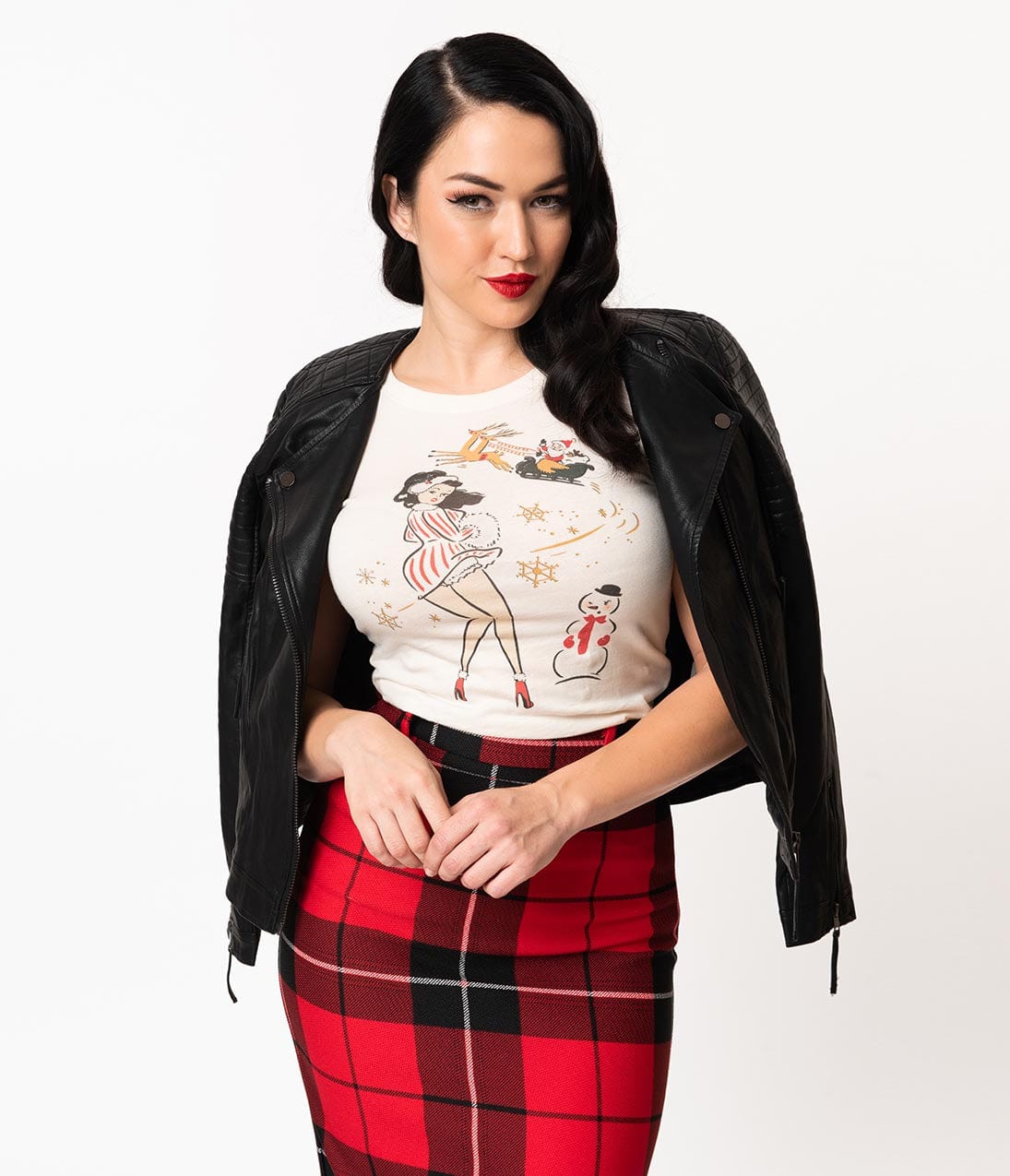 Exclusive Heather Beige Miss Candy Cane Cotton Women's Tee