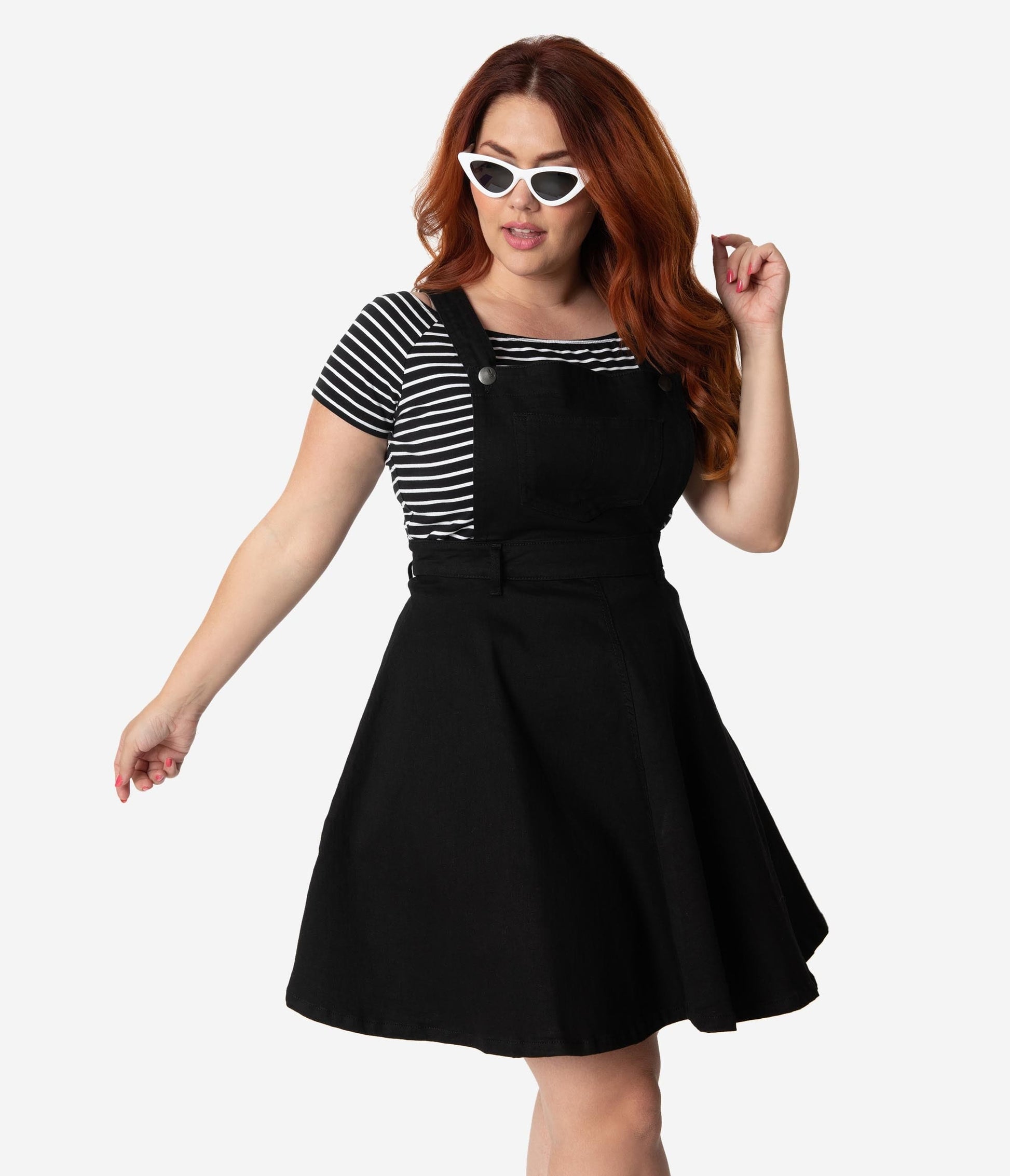 Hell Bunny Plus Size Black Denim Dakota Overall Skirt