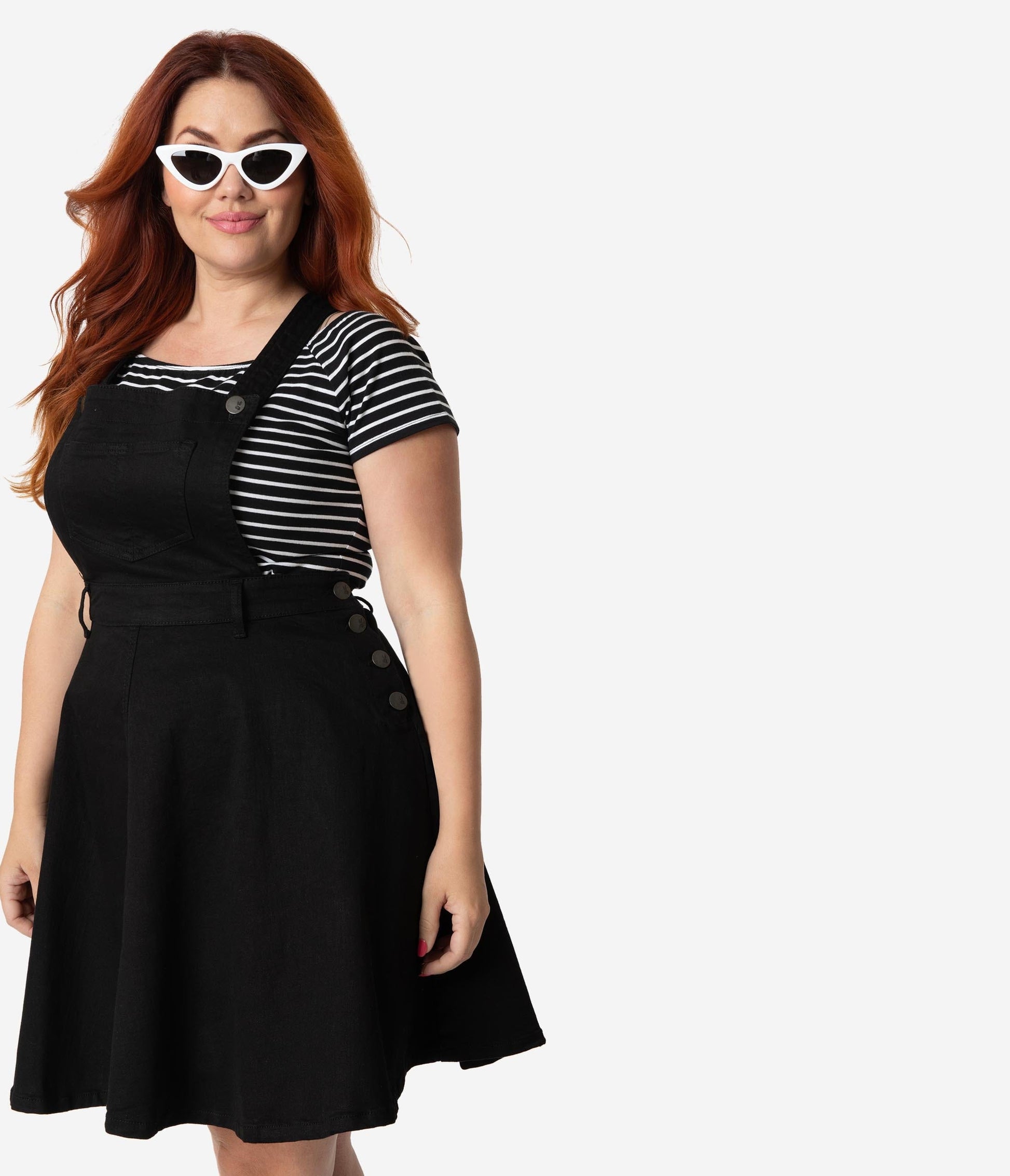 Hell Bunny Plus Size Black Denim Dakota Overall Skirt