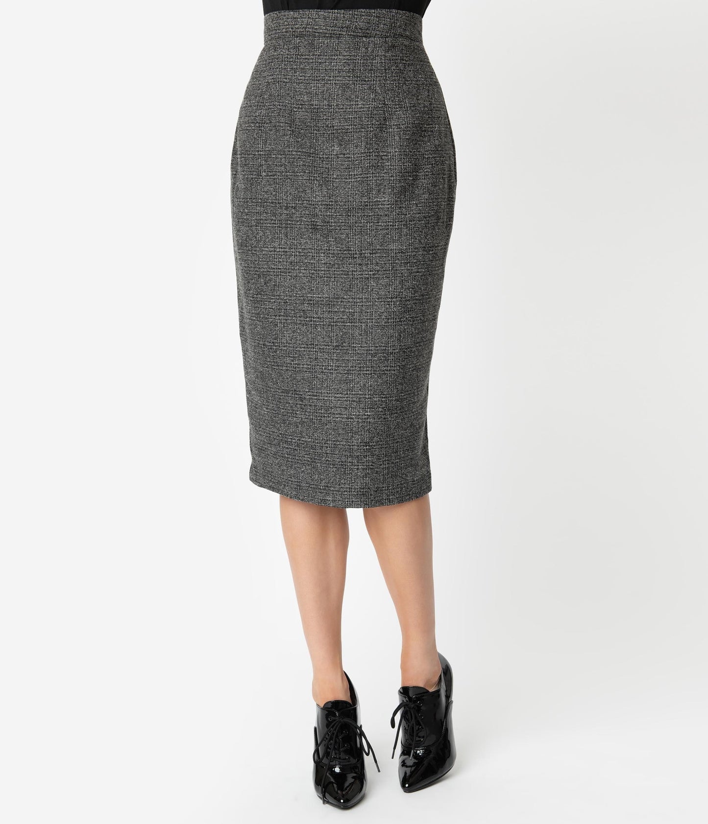 Micheline Pitt For Unique Vintage Grey Tweed Rachael Suit Wiggle Skirt