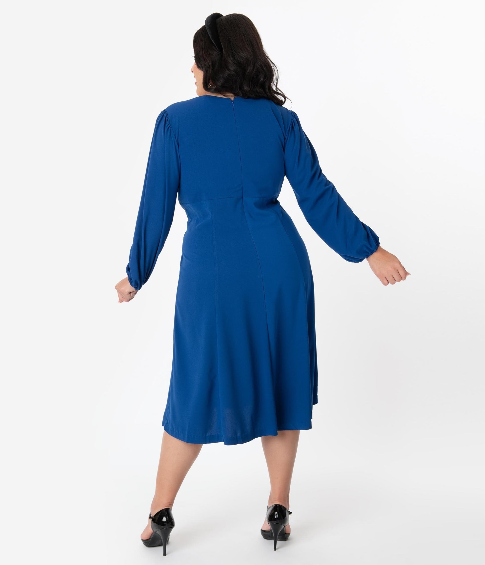 Micheline Pitt For Unique Vintage Plus Size 1950s Style Royal Blue Pris Swing Dress