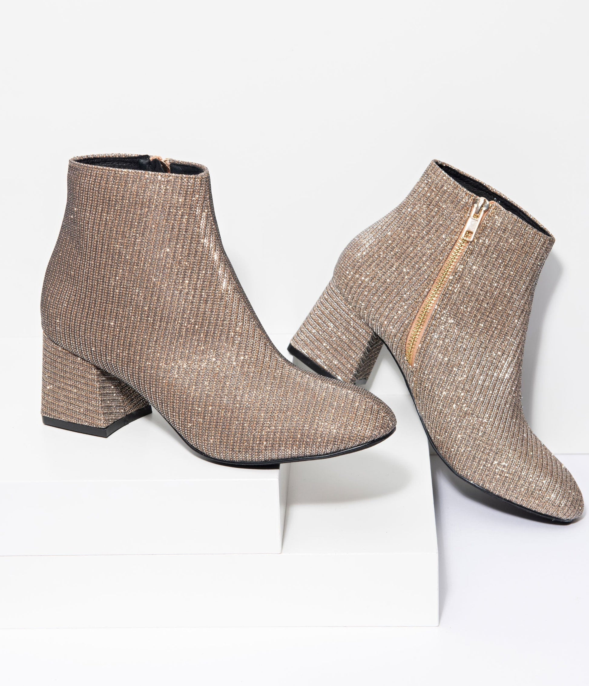 Chelsea Crew Golden Woven Rich Heel Booties