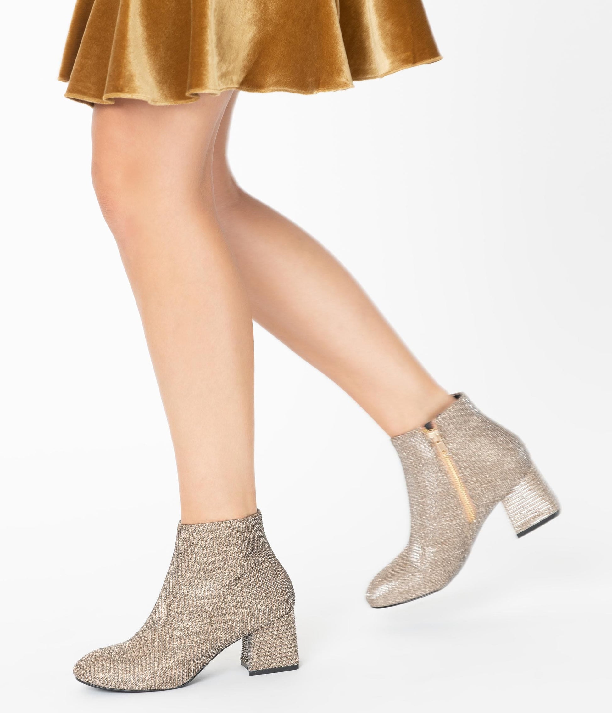 Chelsea Crew Golden Woven Rich Heel Booties