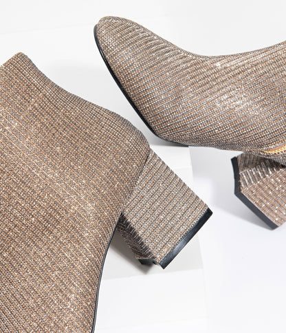 Chelsea Crew Golden Woven Rich Heel Booties