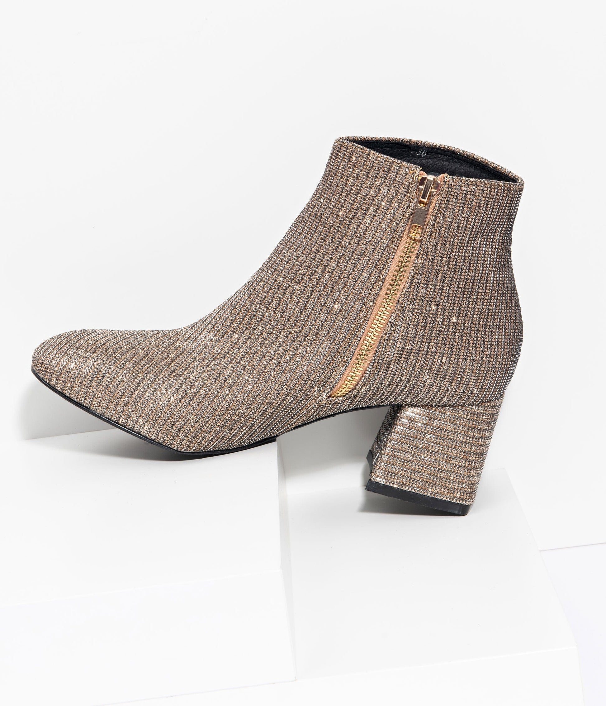 Chelsea Crew Golden Woven Rich Heel Booties