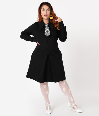 Retrolicious Plus Size 1960s Black Ponte Fit & Flare Dress