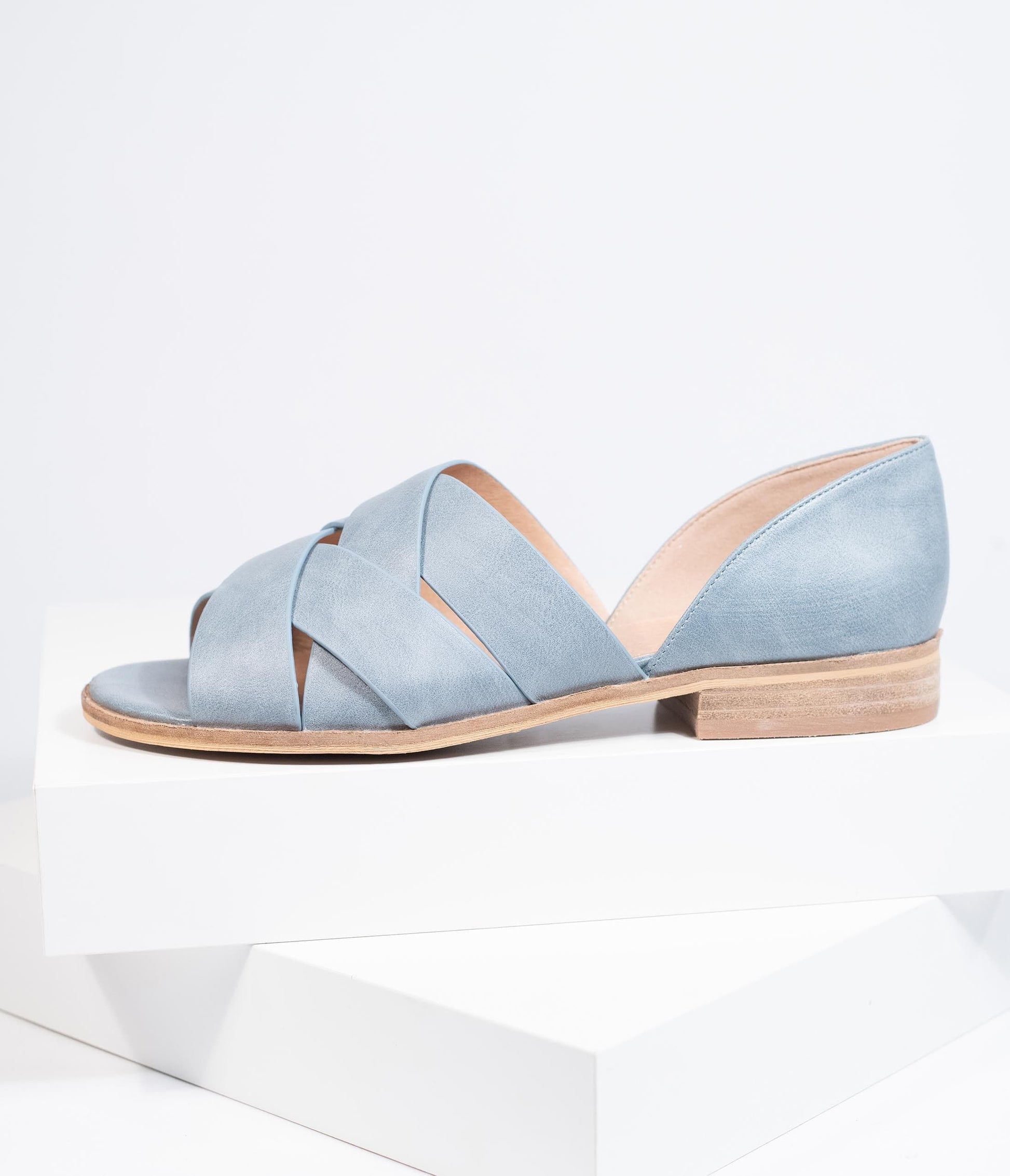 Grey Leatherette Woven Open Toe Sandals
