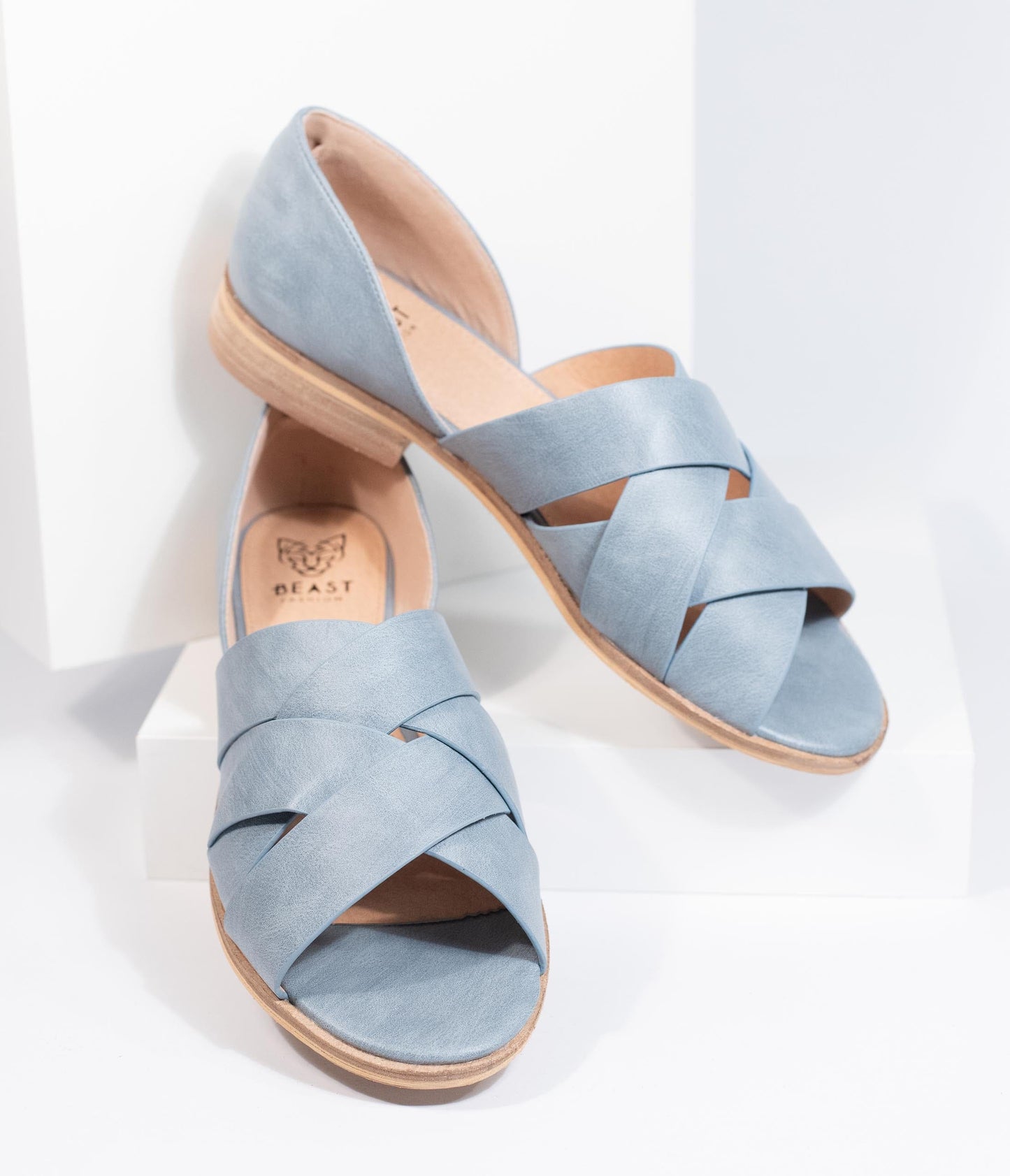 Grey Leatherette Woven Open Toe Sandals