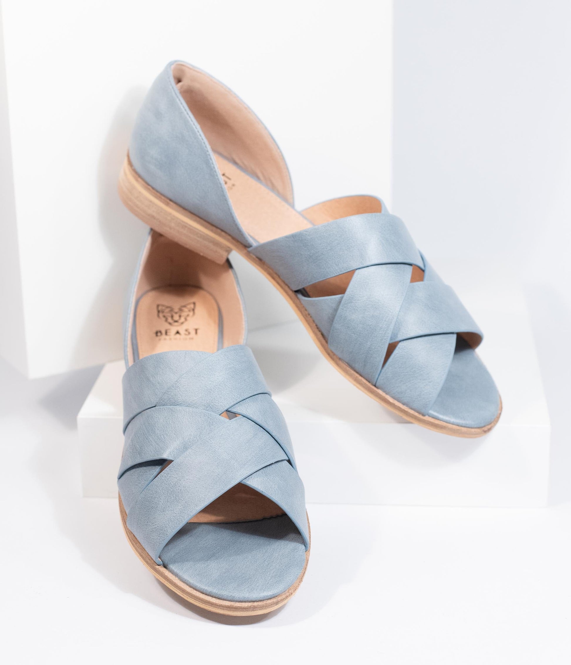 Grey Leatherette Woven Open Toe Sandals