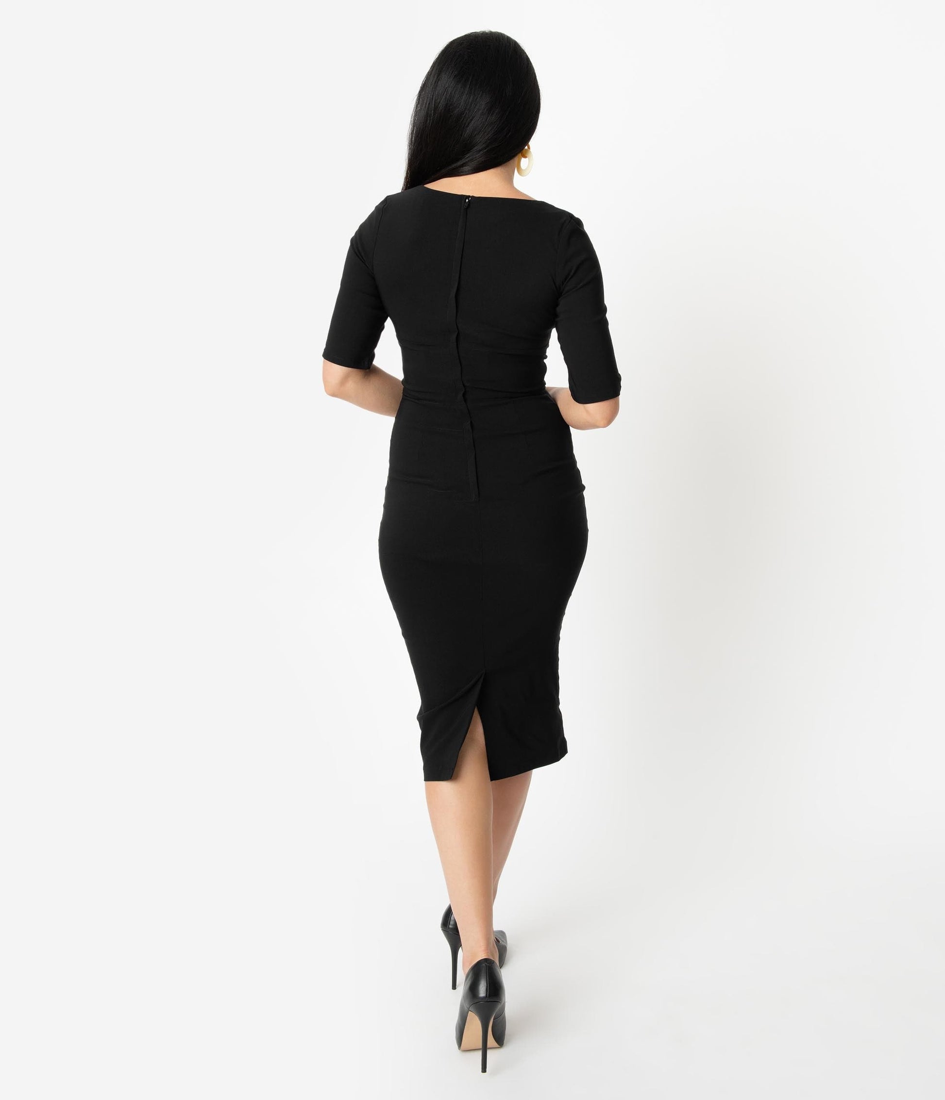 Collectif 1960s Style Black Bengaline Trixie Pencil Dress