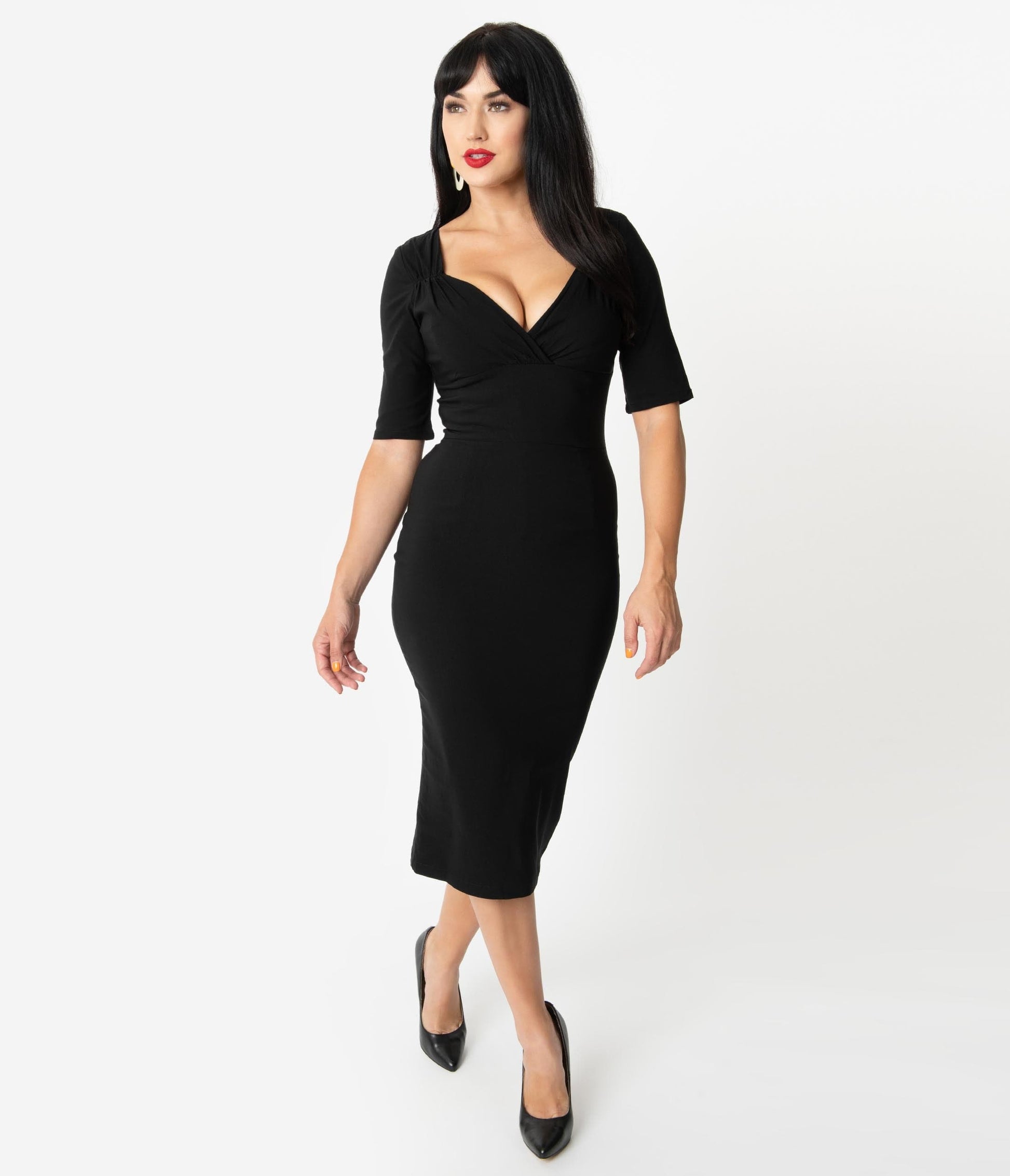 Collectif 1960s Style Black Bengaline Trixie Pencil Dress