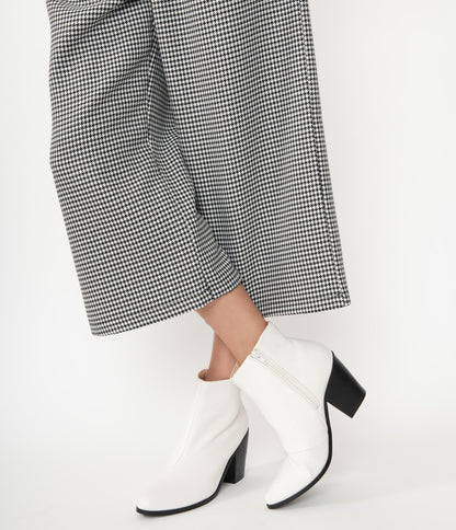 Retro Style White Leatherette Blake Heel Bootie