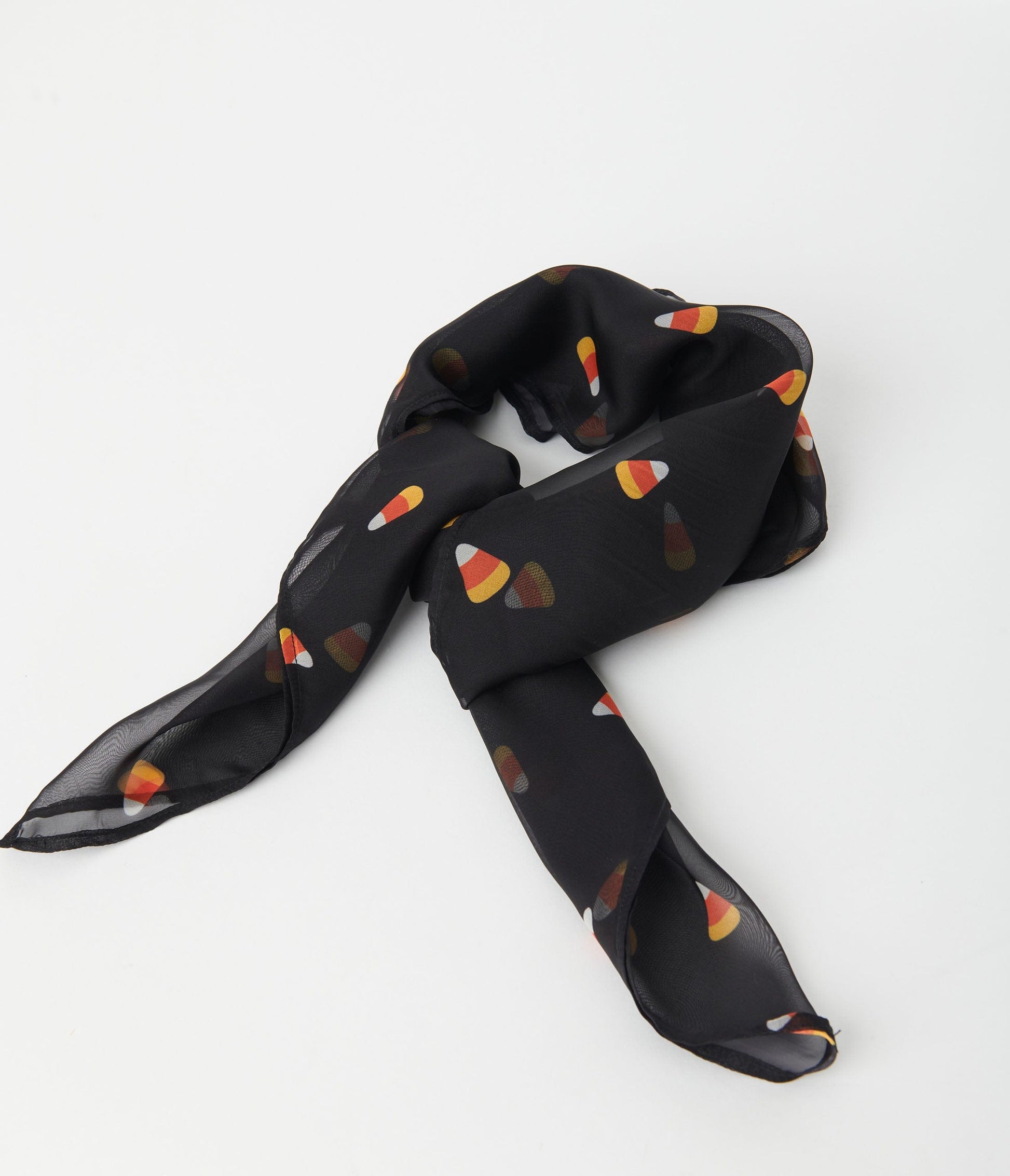 Unique Vintage Black Candy Corn Print Hair Scarf | Halloween Accessories