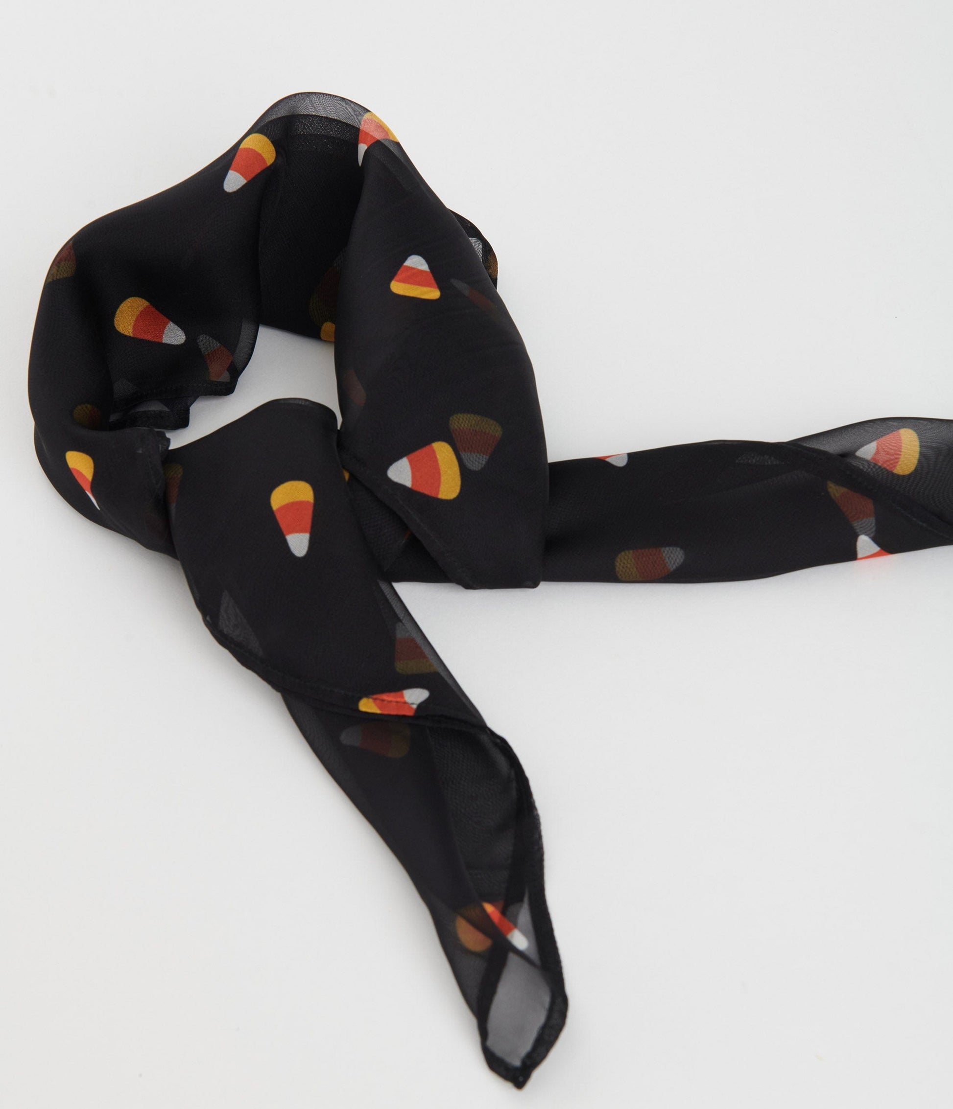 Unique Vintage Black Candy Corn Print Hair Scarf | Halloween Accessories