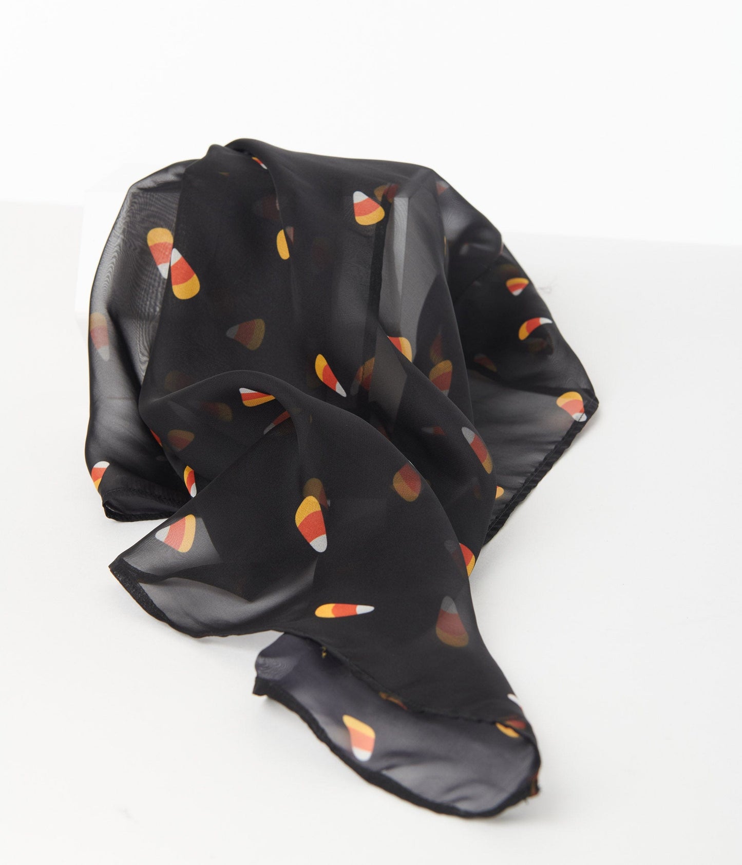 Unique Vintage Black Candy Corn Print Hair Scarf | Halloween Accessories