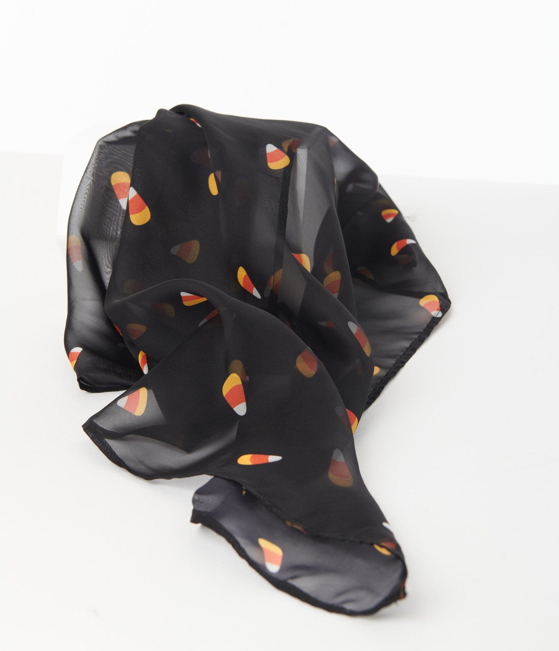 Unique Vintage Black Candy Corn Print Hair Scarf | Halloween Accessories