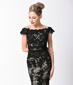 Black Lace Off The Shoulder Long Dress