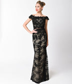 Black Lace Off The Shoulder Long Dress