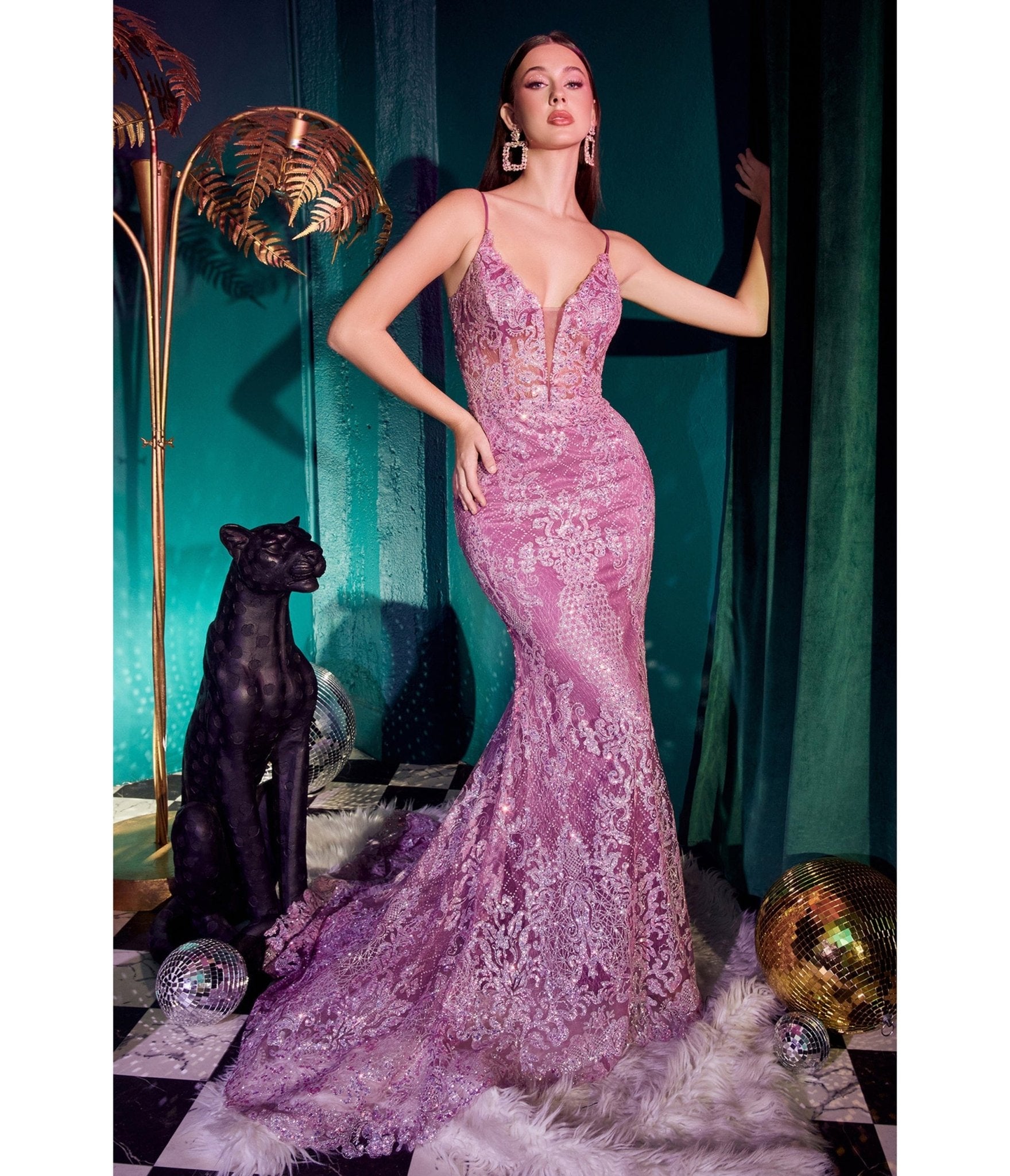 Amethyst Embellished Mermaid Prom Dress - Unique Vintage - Womens, DRESSES, PROM AND SPECIAL OCCASION