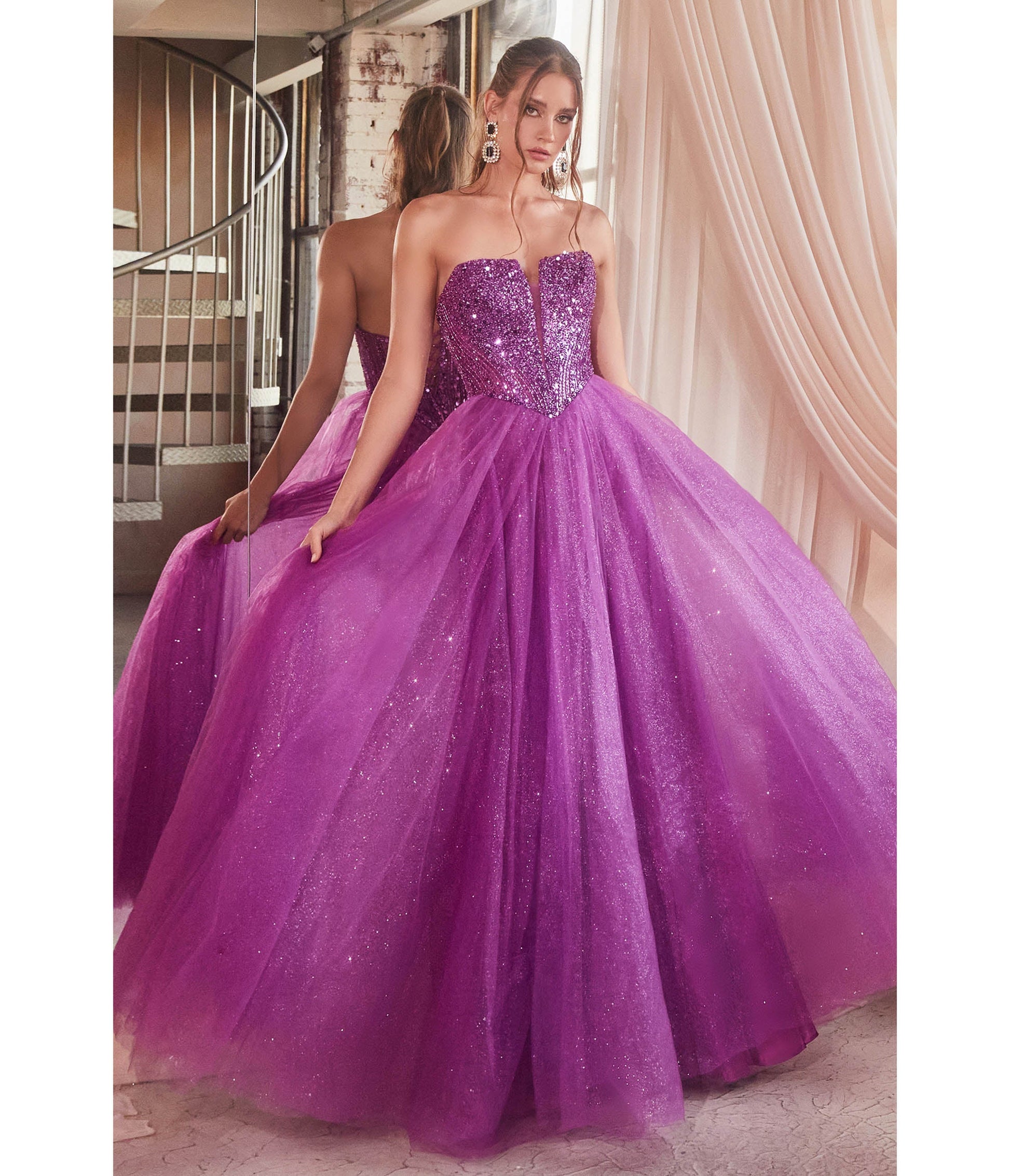 Amethyst Glitter Bodice & Tulle Prom Ball Gown - Unique Vintage - Womens, DRESSES, PROM AND SPECIAL OCCASION