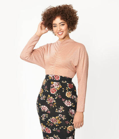 Apricot Blush Sparkle Dolman Top - Unique Vintage - Womens, TOPS, KNIT TOPS