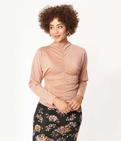 Apricot Blush Sparkle Dolman Top - Unique Vintage - Womens, TOPS, KNIT TOPS