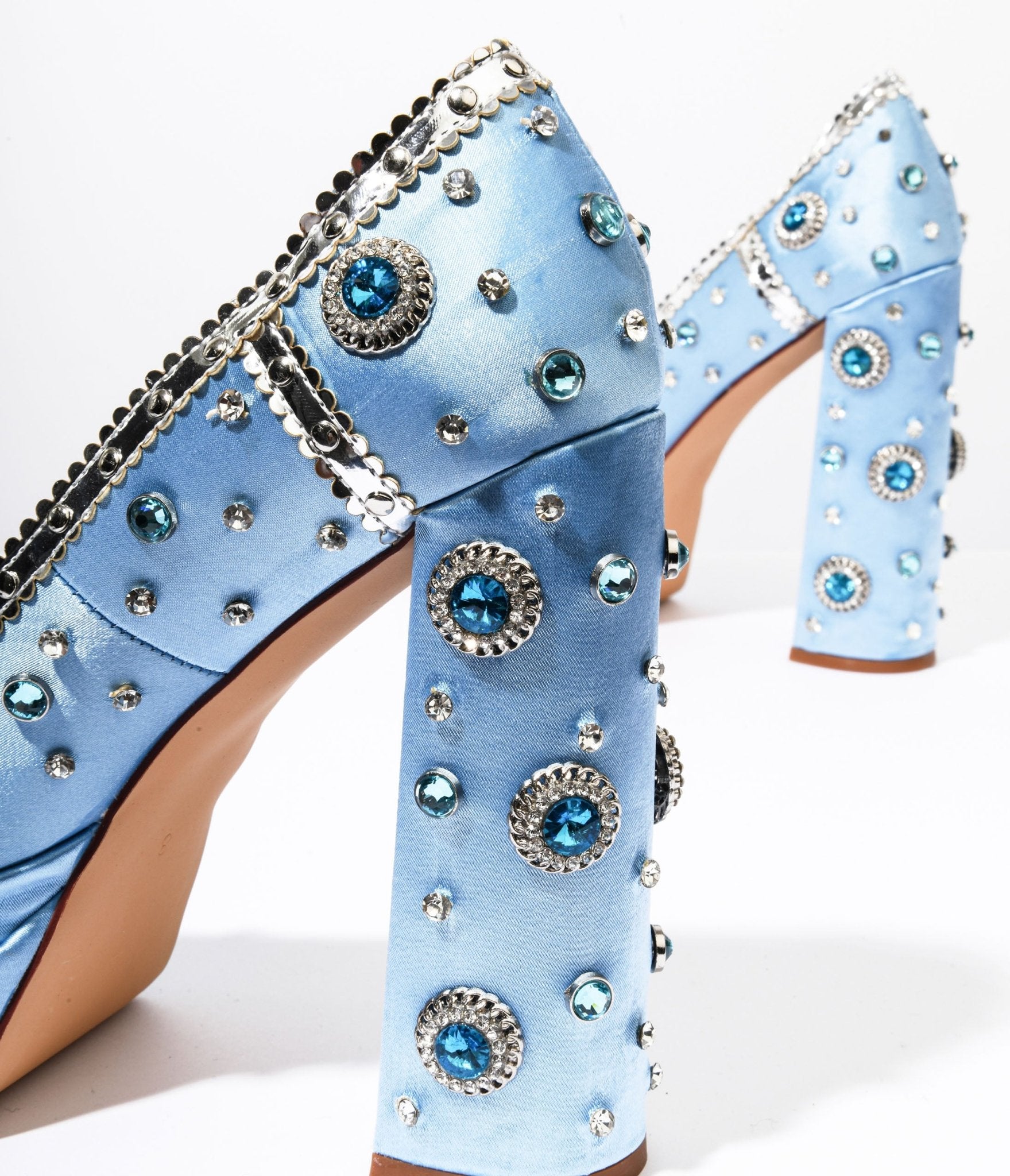 Retro Jewel-Embellished Sandals | Embellished sandals, Pearl studs, Chunky heels  sandals
