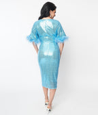 Baby Blue Sequin Million Dollar Baby Wiggle Dress - Unique Vintage - Womens, DRESSES, WIGGLE