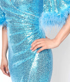 Baby Blue Sequin Million Dollar Baby Wiggle Dress - Unique Vintage - Womens, DRESSES, WIGGLE