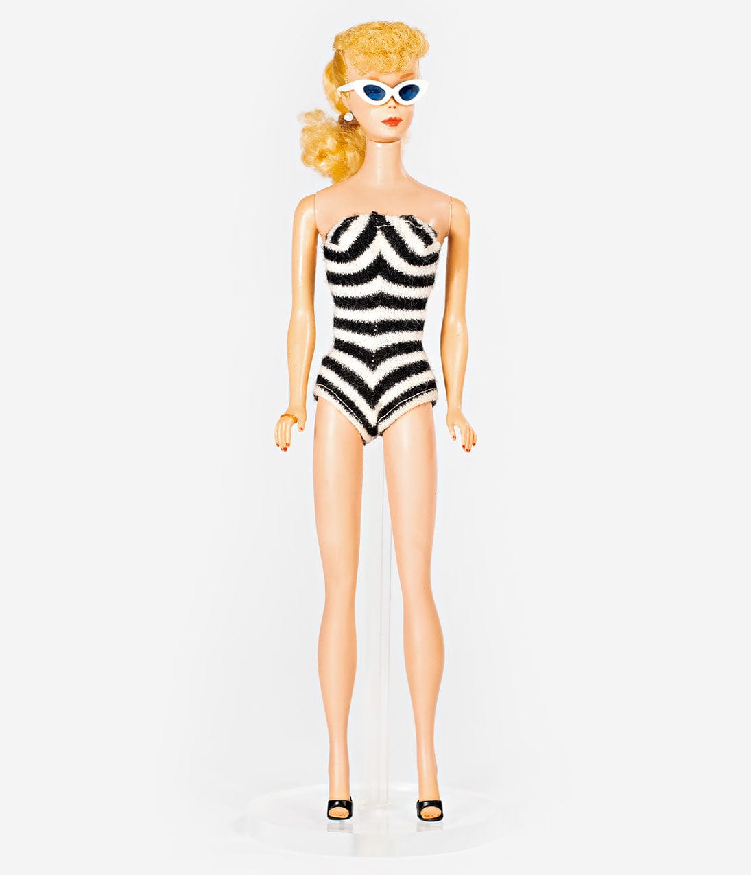 Barbie™ x Unique Vintage Black & White Chevron Stripe One Piece Bathing Suit - Unique Vintage - Womens, SWIM, 1 PC