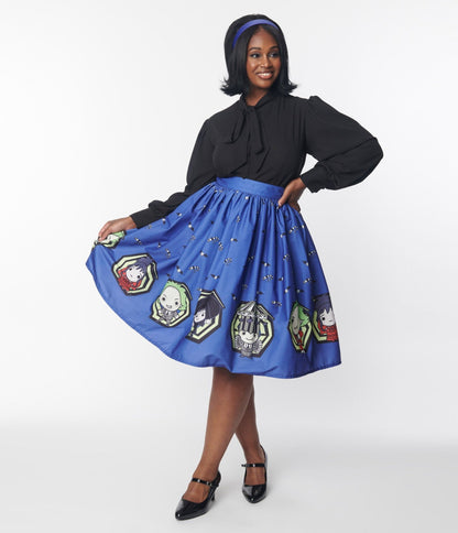 Beetlejuice x Unique Vintage Beetlejuice Characters Gellar Swing Skirt - Unique Vintage - Womens, BOTTOMS, SKIRTS