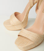 Beige Rattan Platform Heel - Unique Vintage - Heels