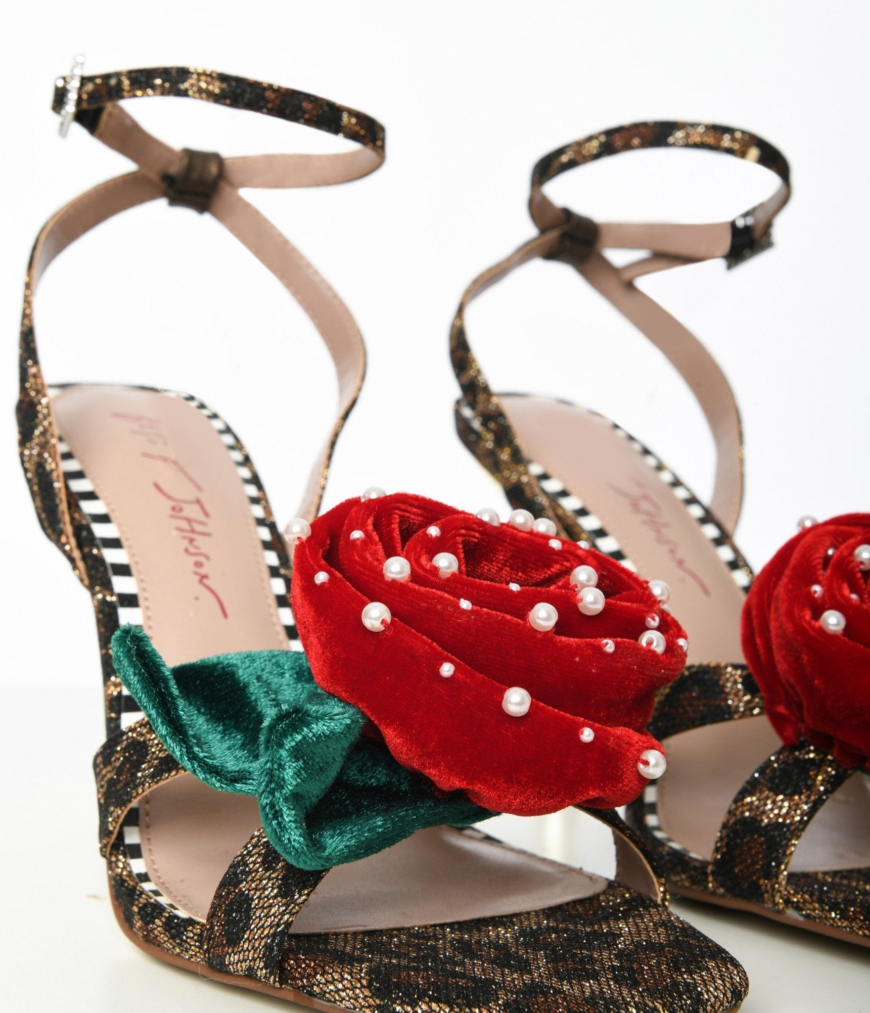Betsey Johnson Leopard & Rosette Peep Toe Heels - Unique Vintage - Womens, SHOES, HEELS