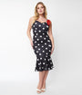 Betty Boop x Unique Vintage Black & White Polka Dot Wiggle Dress