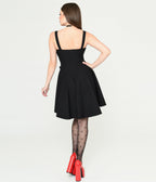 Black Bow Fit & Flare Mini Dress - Unique Vintage - Womens, DRESSES, FIT AND FLARE