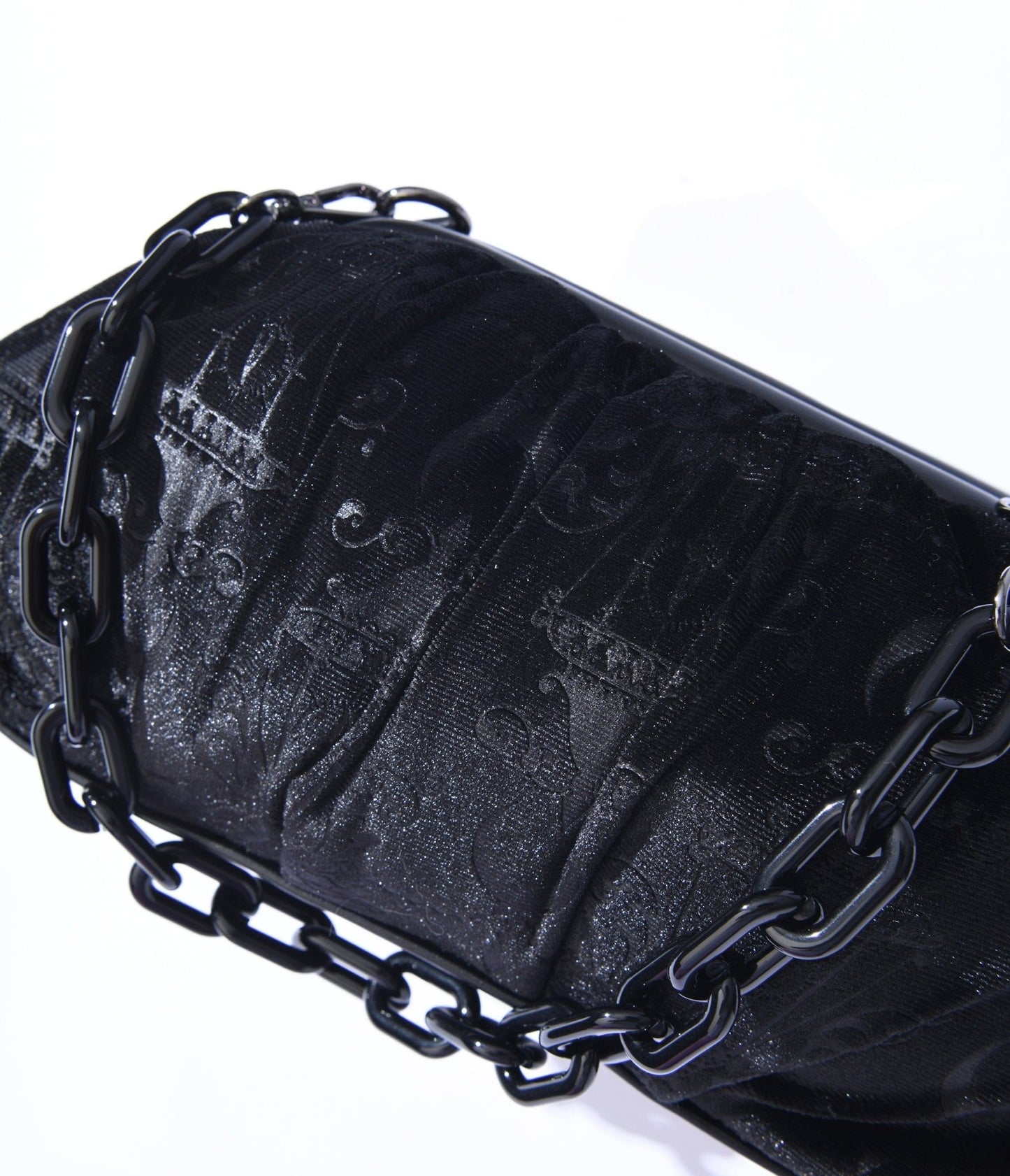 Black Chandelier Embossed Velvet Handbag - Unique Vintage - Womens, HALLOWEEN, ACCESSORIES