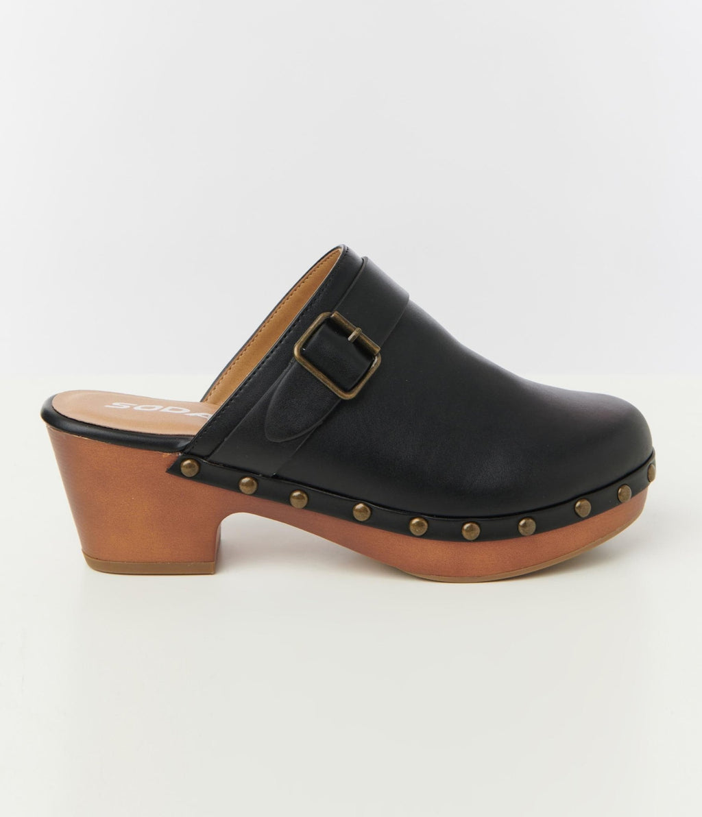Black Clog Heels - Unique Vintage - Womens, SHOES, HEELS