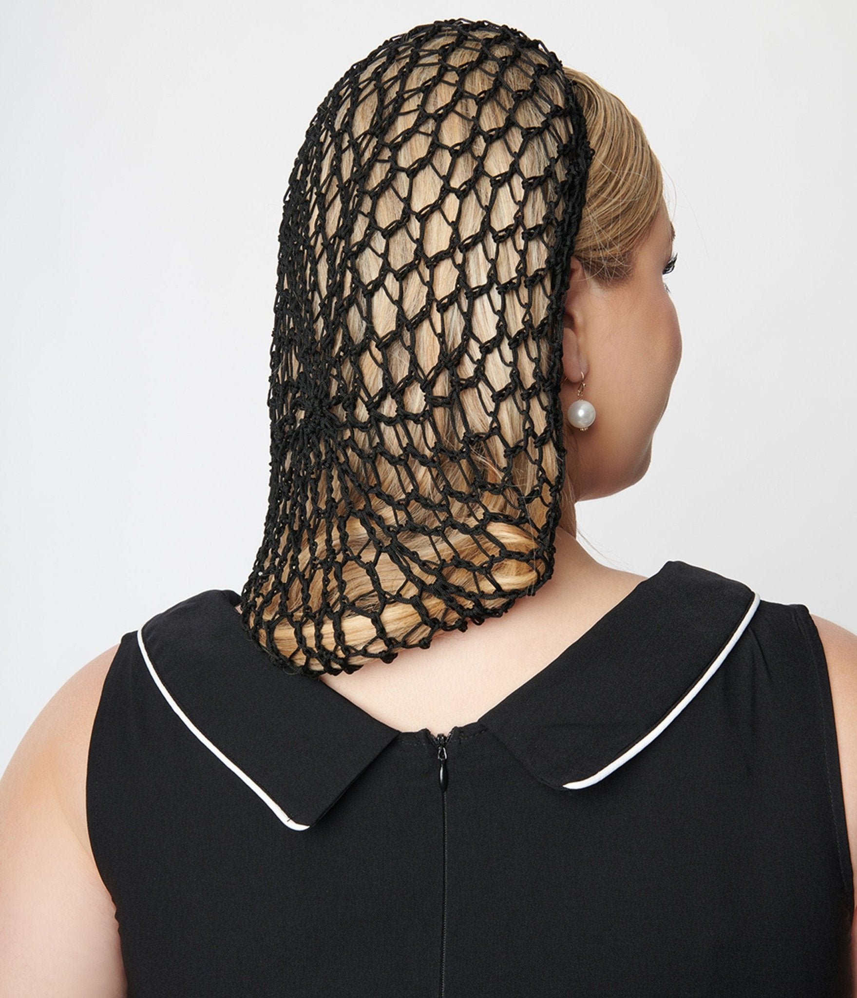 Black Crochet Hair Snood - Unique Vintage - Womens, ACCESSORIES, HAIR