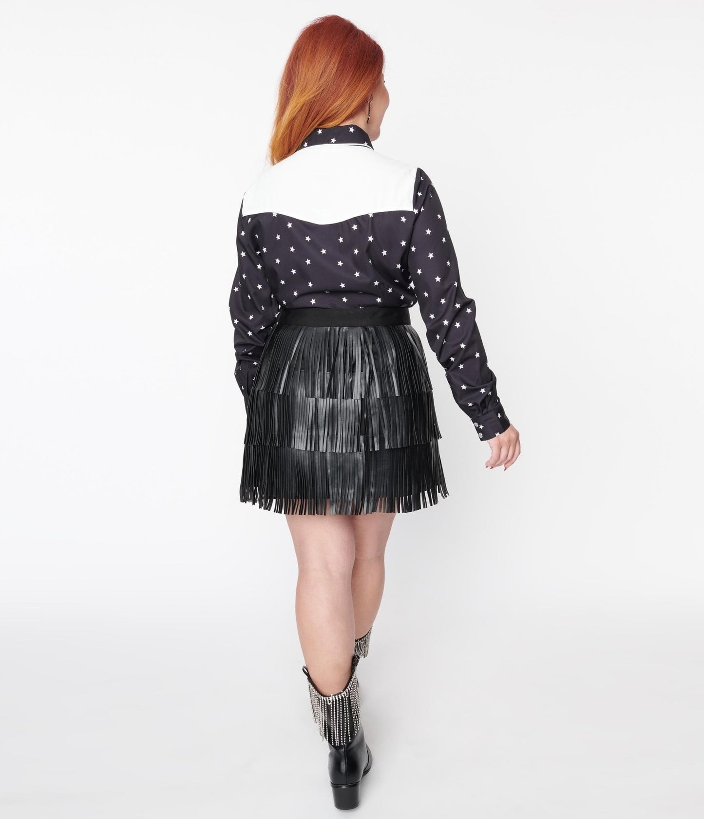 Black Faux Leather Fringe Mini Skirt - Unique Vintage - Womens, BOTTOMS, SKIRTS