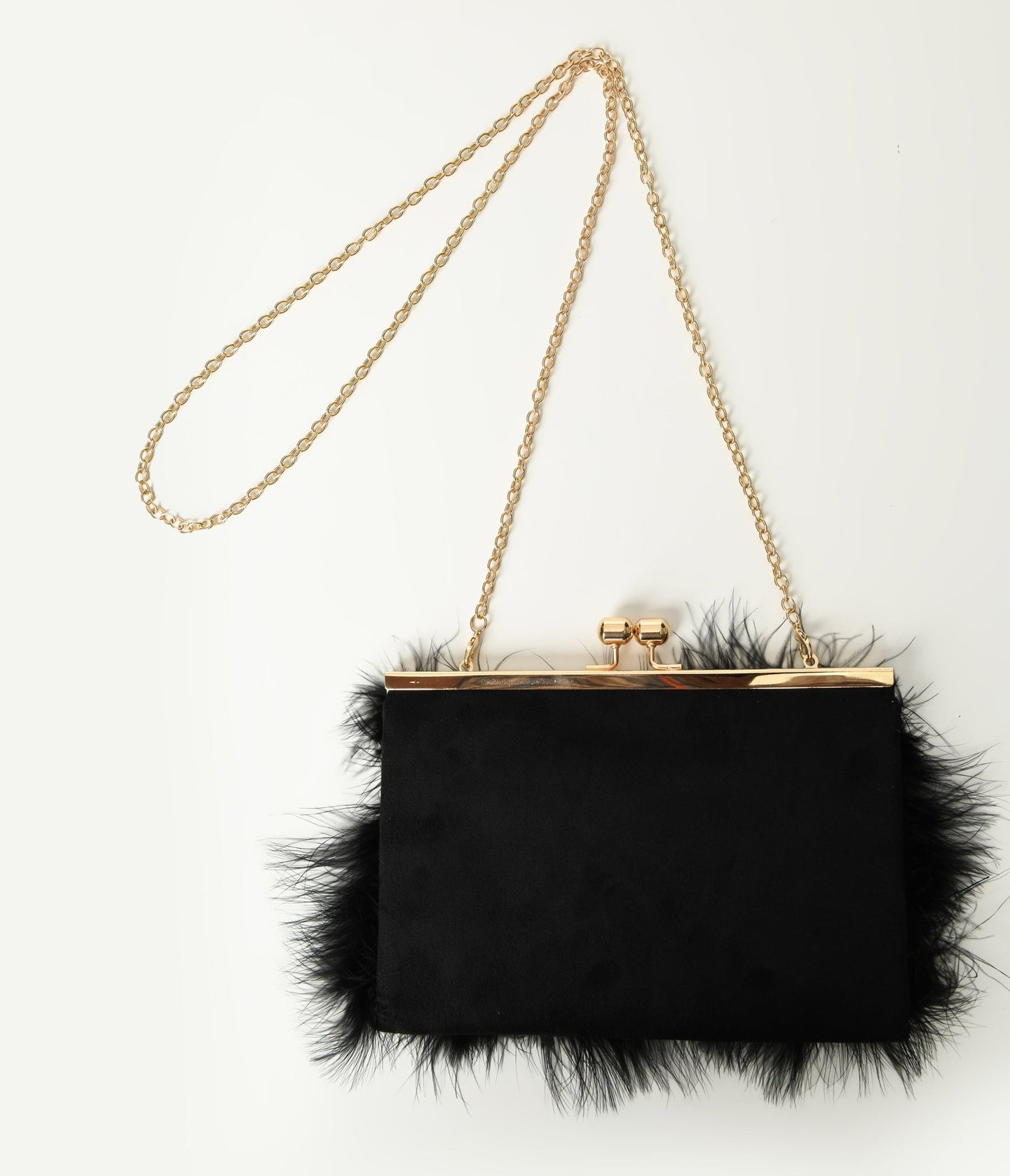 Black Fur Clutch Bag - Unique Vintage - Womens, ACCESSORIES, HANDBAGS