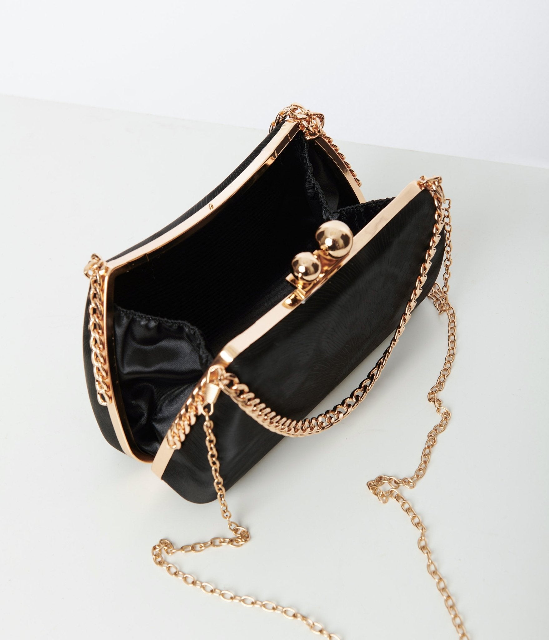 Black & Gold Textured Clutch Hand Bag - Unique Vintage - Womens, ACCESSORIES, HANDBAGS