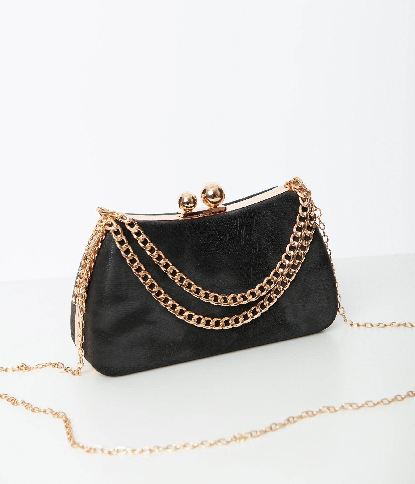 Black & Gold Textured Clutch Hand Bag