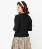 Black Lace Collar Cardigan - Unique Vintage - Womens, TOPS, SWEATERS