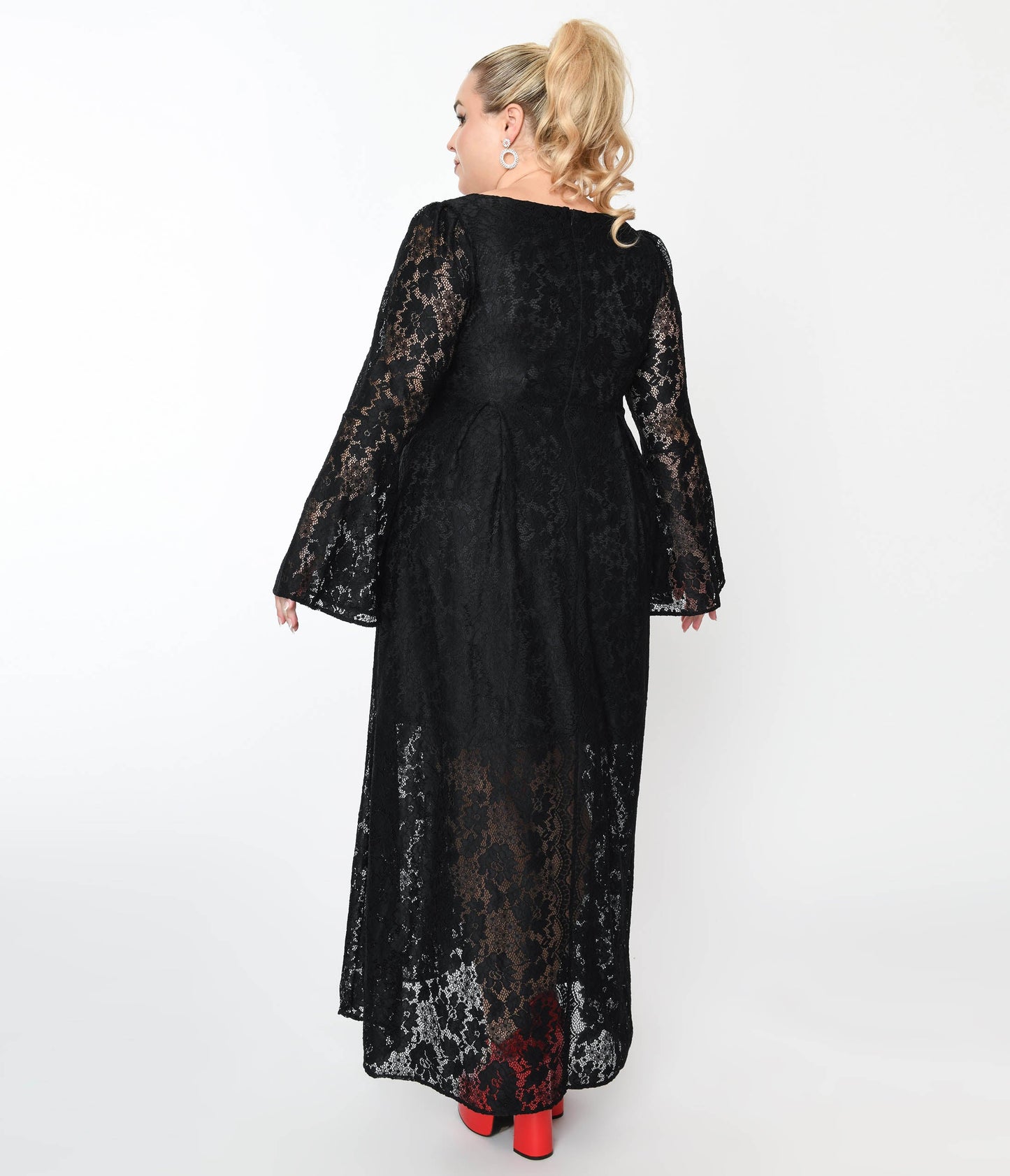 Black Lace & Interchangeable Bow Priscilla Maxi Dress - Unique Vintage - Womens, DRESSES, MAXI