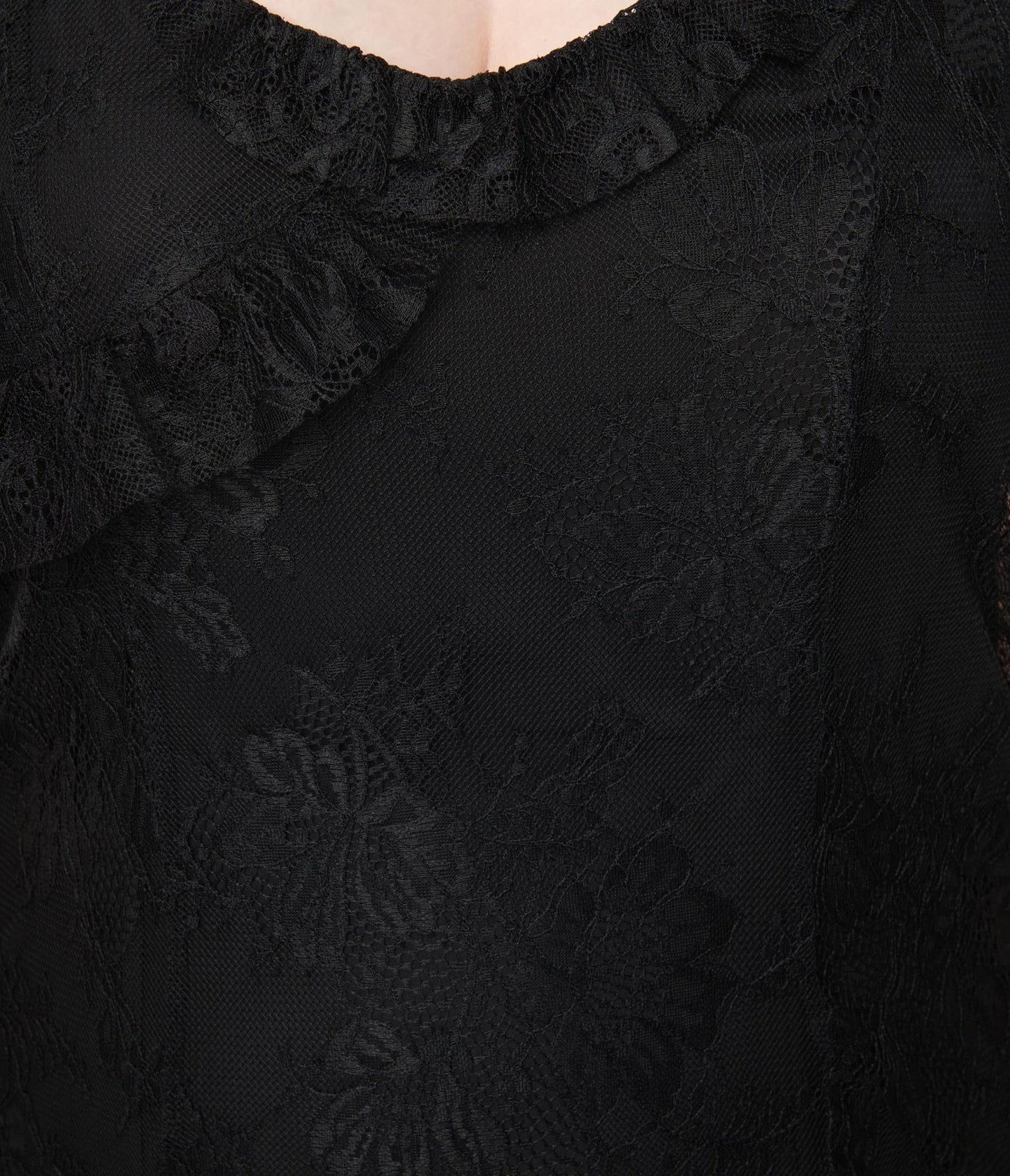 Black Lace Ruffled Midi Dress - Unique Vintage - Womens, DRESSES, MIDI