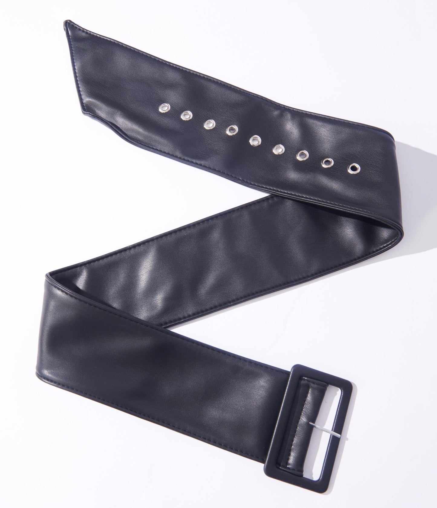 Black Leatherette Chunky Belt - Unique Vintage - Womens, ACCESSORIES, BELTS